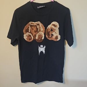 Rebel Vengeance Black Tee Teddy Bear Embroidery